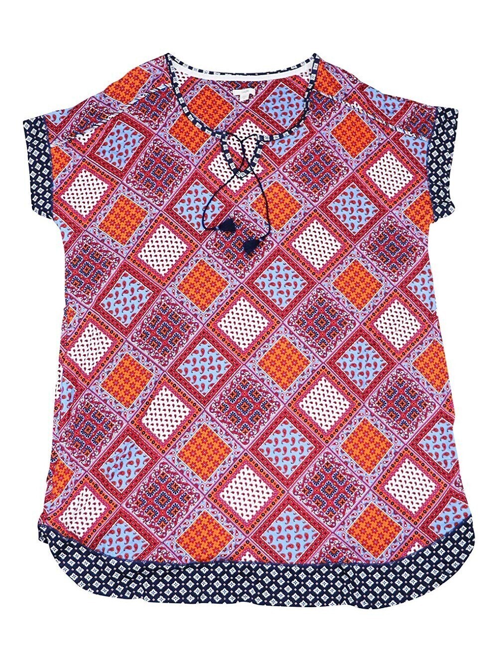 Layla Plus Size Contrast-Print Keyhole Sleepshirt Size 3X